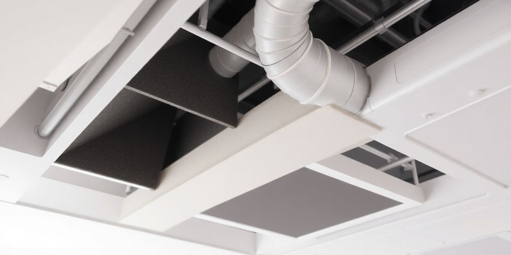 Système de ventilation moderne avec matériaux d'insonorisation.