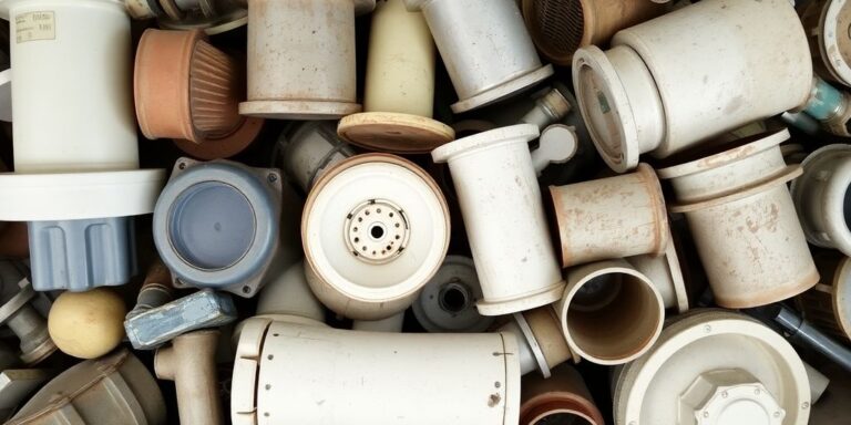 Pièces d'un système de ventilation démantelé