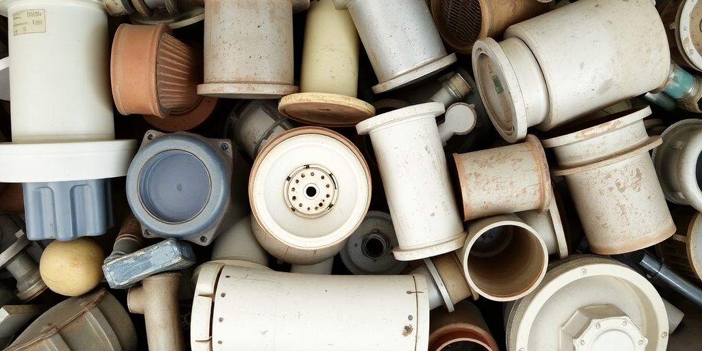 Pièces d'un système de ventilation démantelé