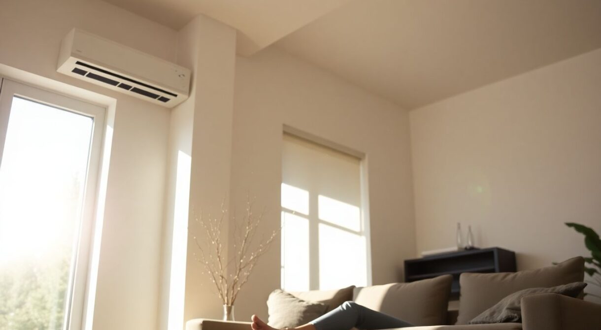 VMC et économies d'énergie dans un salon moderne.