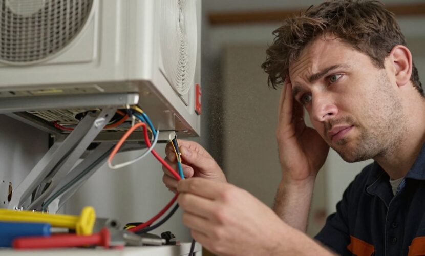 Installation VMC : outils et fils emmêlés