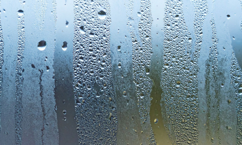 Moisissure sur un mur près d'une fenêtre la nuit.